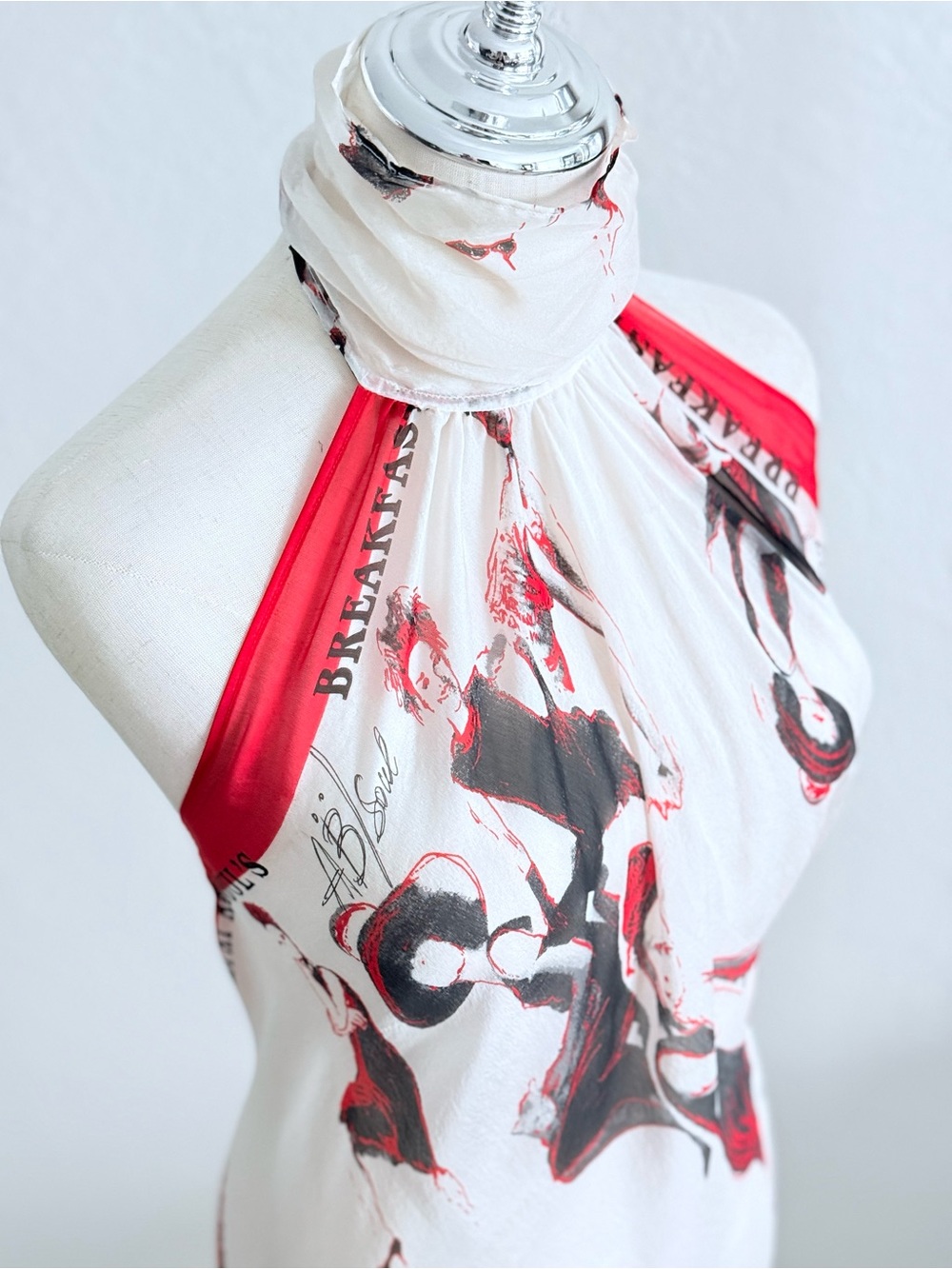 Rare Editorial VTG AB/SOUL Italy Silk Y2K Graphic Halter Dress Tunic Euro-Chic - Picture 6 of 16